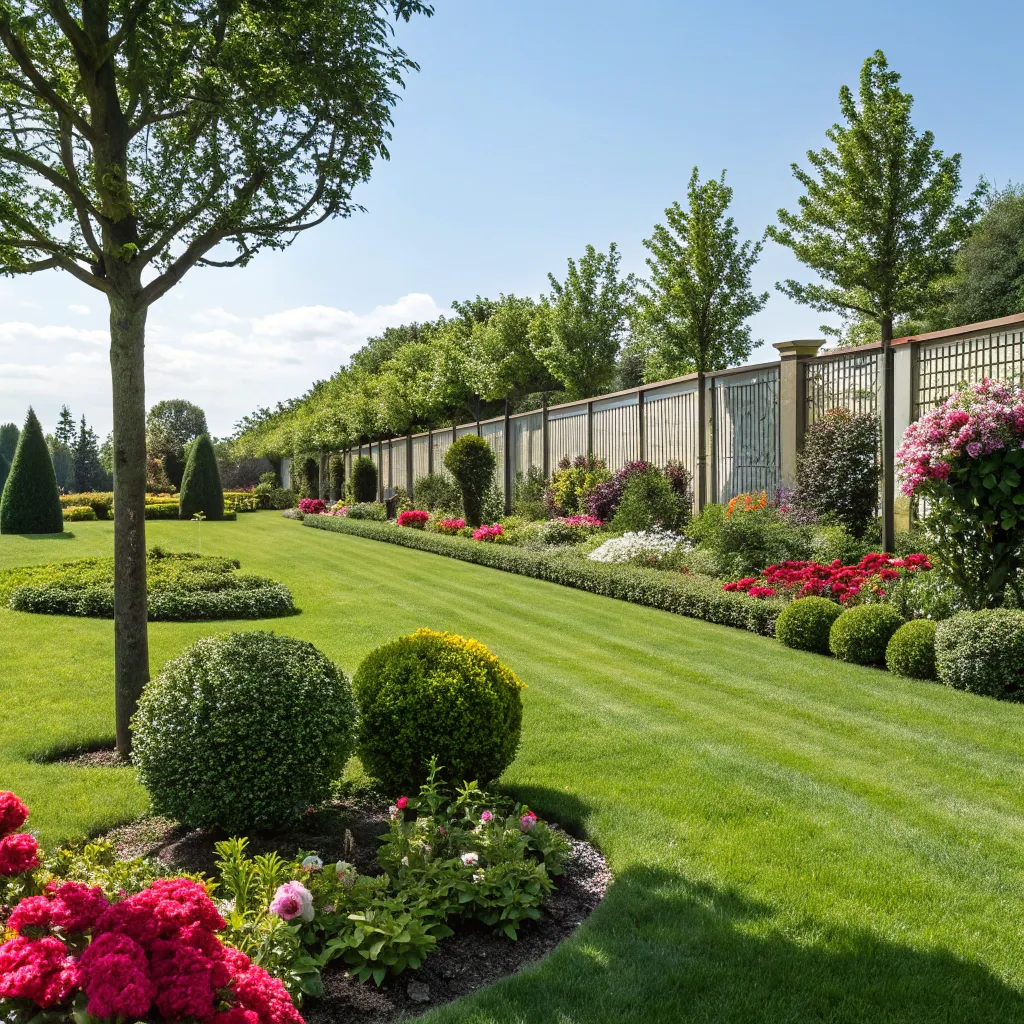 Well-maintained lawn and garden